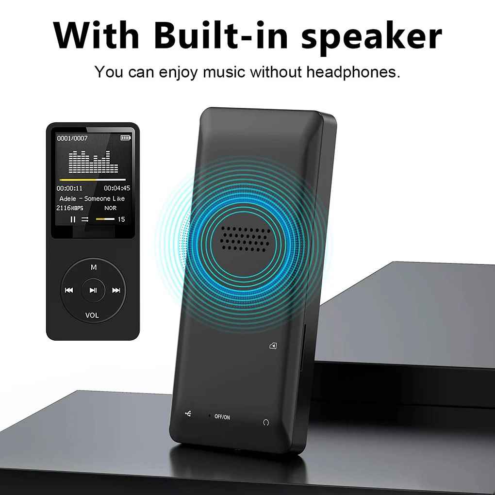 Portable MP3 Music Player – Pocket Digital Display, Voice Recorder, USB Rechargeable for Sports, Running & Walking
