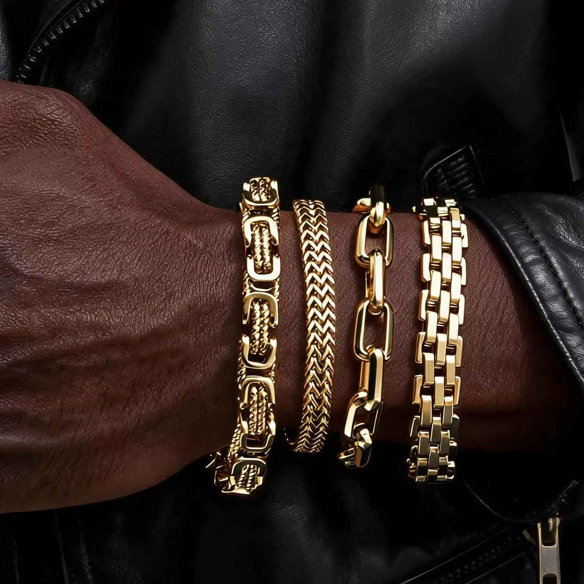 Gold Stainless Steel Chunky Chain Bracelet for Men – Hip Hop Rock Punk Wristband Jewelry