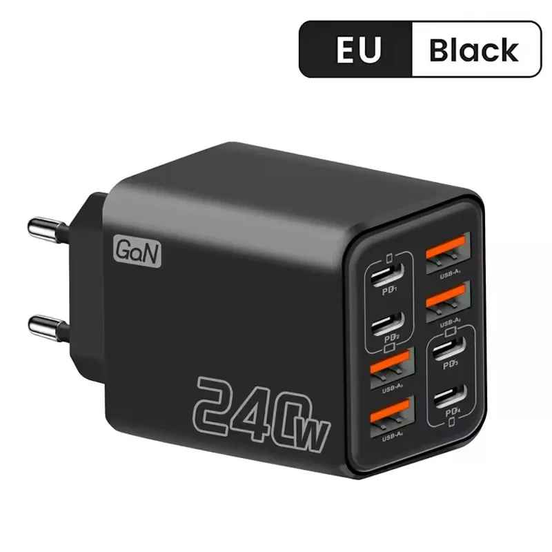 240W GaN USB-C Charger 8-in-1 Fast Charging Adapter | EU/US Plug