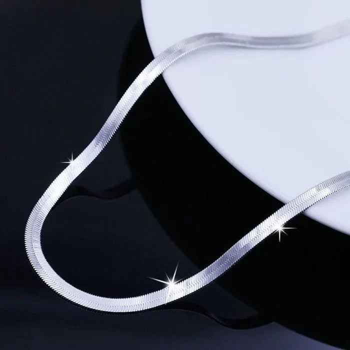 925 Sterling Silver 18K Gold Plated 4MM Flat Chain Necklace for Women – Luxury Choker Jewelry