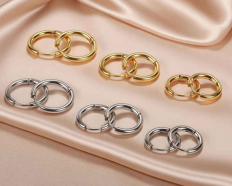 Stainless Steel 2.5mm Round Hoop Earrings for Women – Classic Huggie Earrings for Everyday Wear  Description: