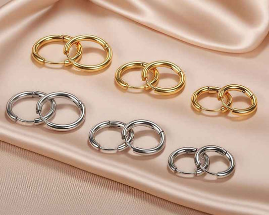 Stainless Steel 2.5mm Round Hoop Earrings for Women – Classic Huggie Earrings for Everyday Wear  Description: