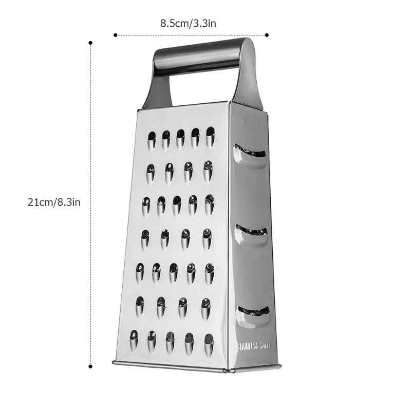 4-Sided Stainless Steel Box Grater with Container – Multipurpose Vegetable & Cheese Slicer