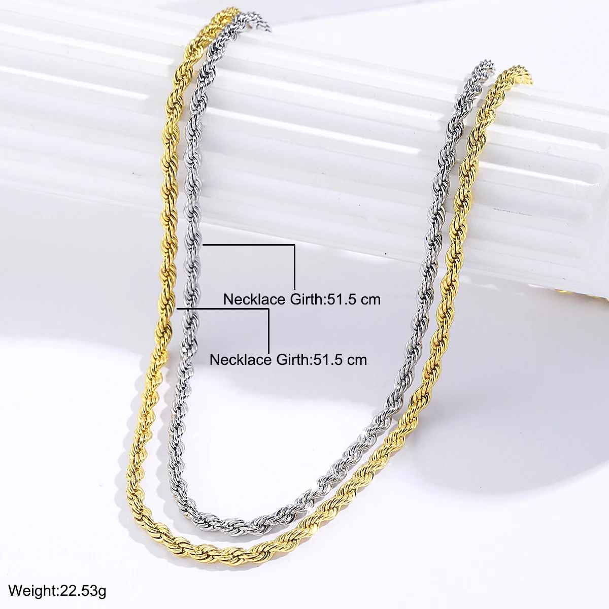Stainless Steel Rope Chain Necklace for Men & Women – Figaro Twisted Cuban Chain Jewelry