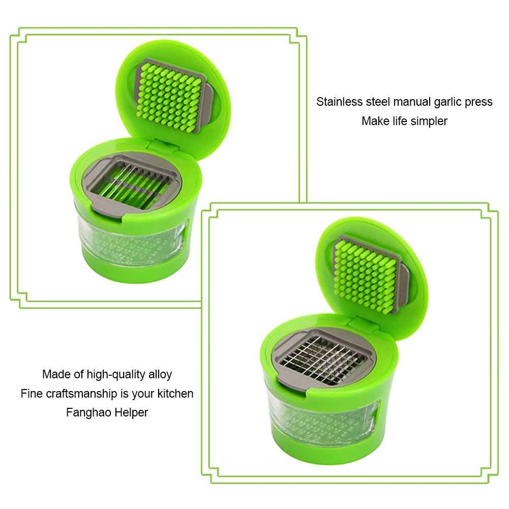 Stainless Steel Garlic Press & Chopper – Manual Garlic Mincer & Vegetable Masher