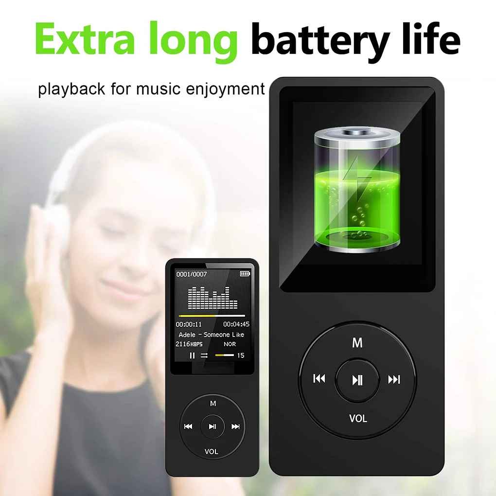 Portable MP3 Music Player – Pocket Digital Display, Voice Recorder, USB Rechargeable for Sports, Running & Walking