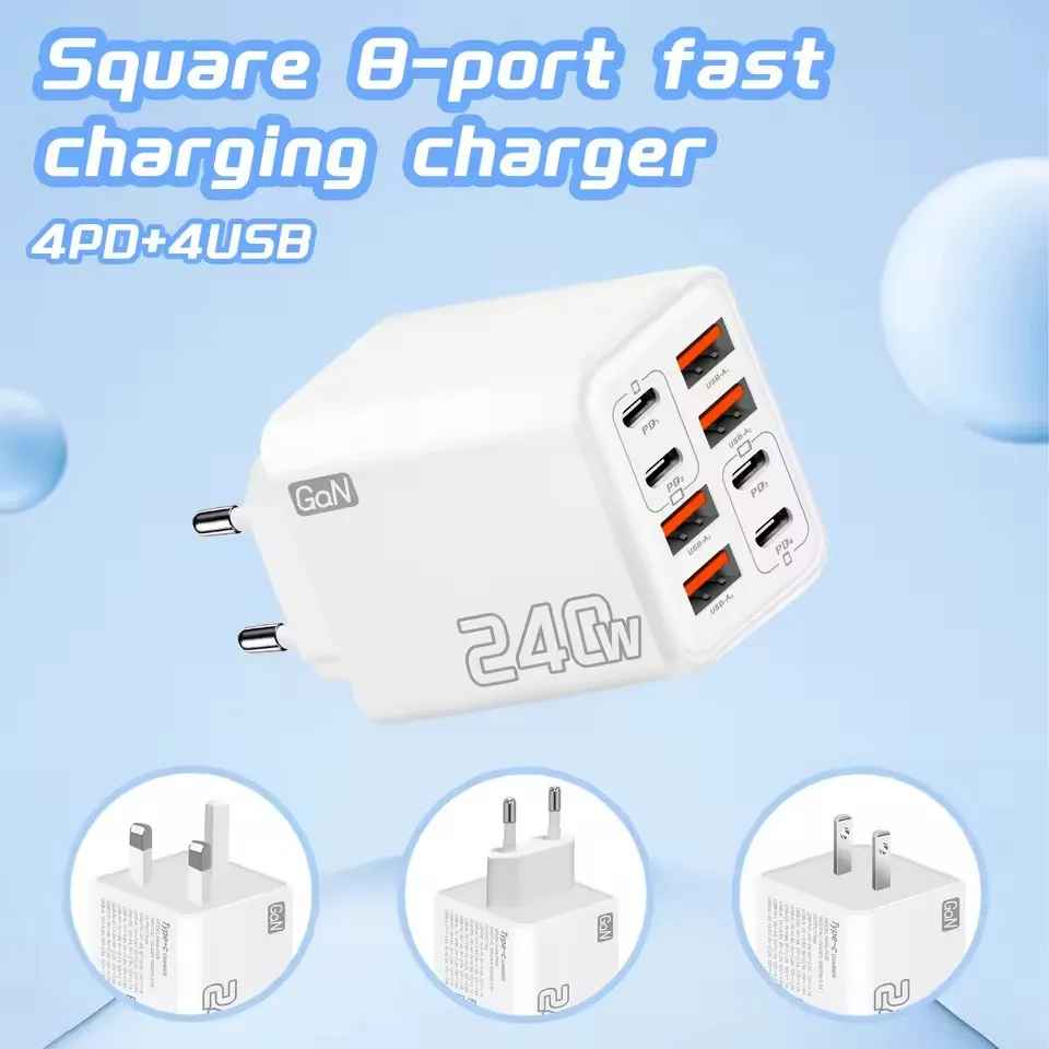 240W GaN USB-C Charger 8-in-1 Fast Charging Adapter | EU/US Plug