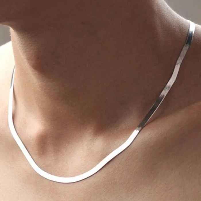 925 Sterling Silver 18K Gold Plated 4MM Flat Chain Necklace for Women – Luxury Choker Jewelry