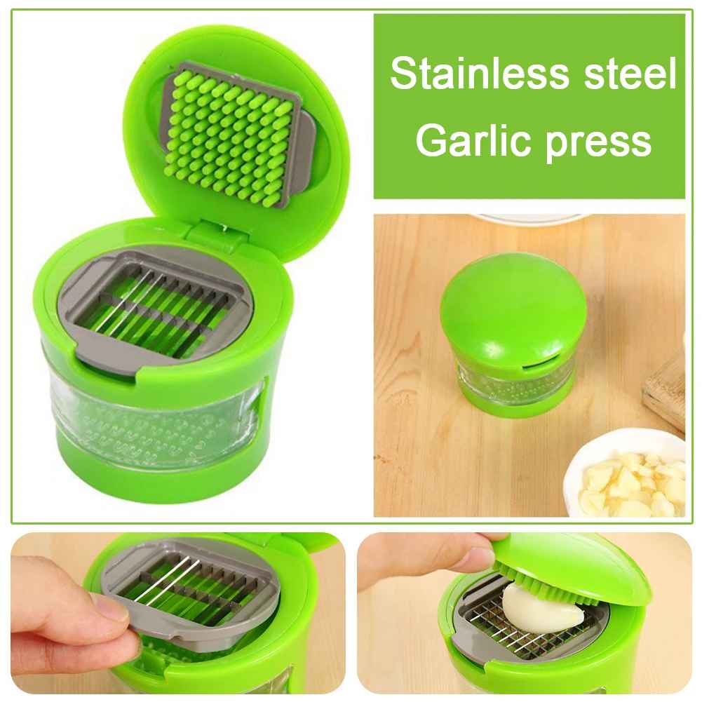 Stainless Steel Garlic Press & Chopper – Manual Garlic Mincer & Vegetable Masher