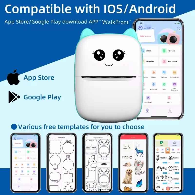 Mini Portable Thermal Printer 58mm – Wireless Bluetooth Pocket Photo & Label Printer for Android & iPhone