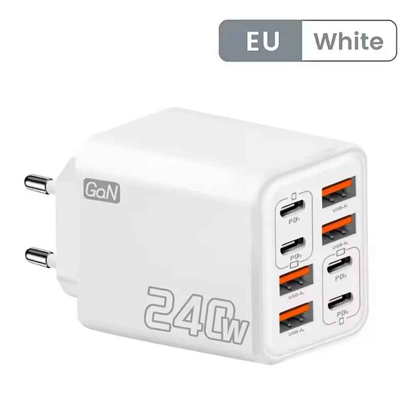 240W GaN USB-C Charger 8-in-1 Fast Charging Adapter | EU/US Plug