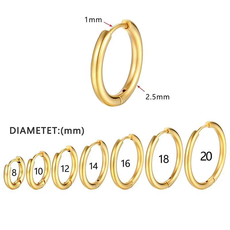 Stainless Steel 2.5mm Round Hoop Earrings for Women – Classic Huggie Earrings for Everyday Wear  Description: