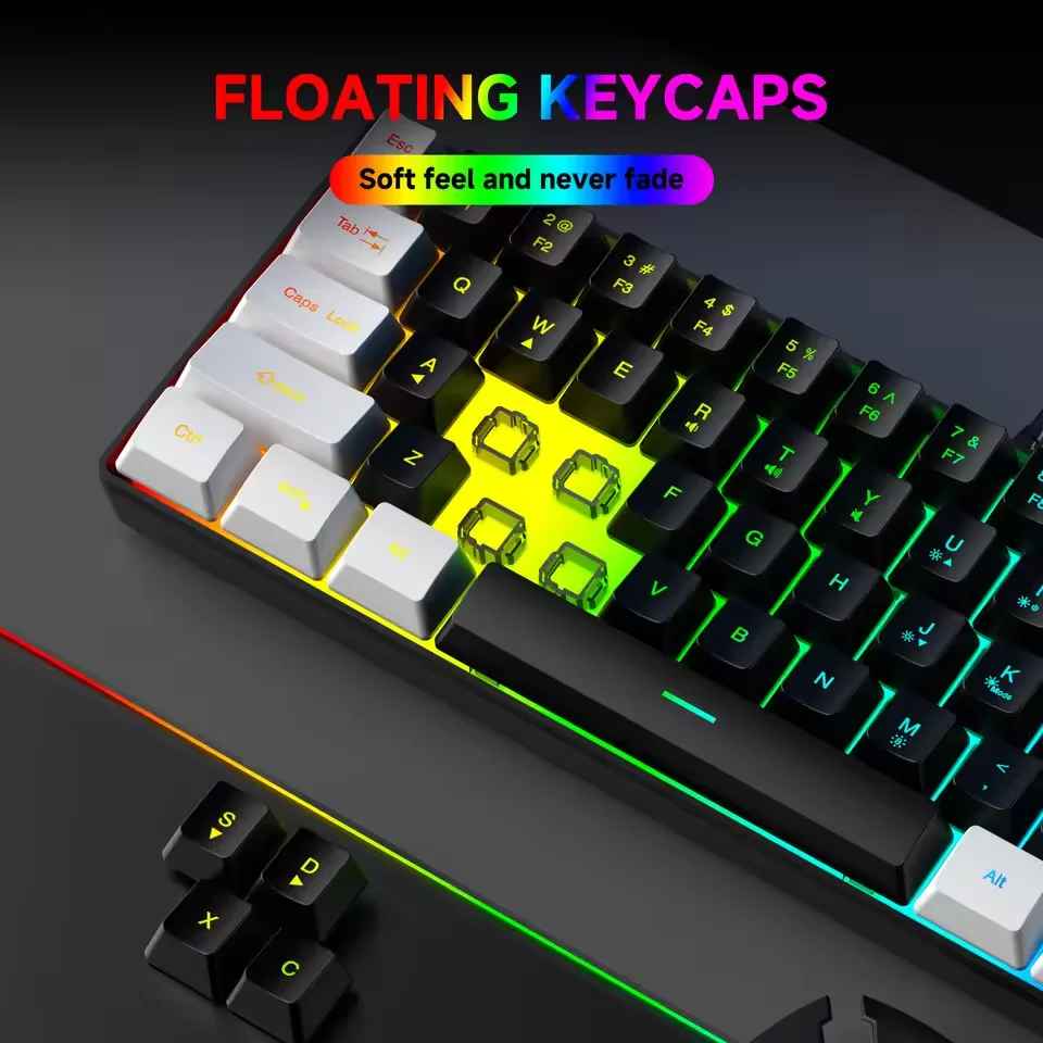 K61 Mini Mechanical Gaming Keyboard – 61 Keys, Phantom RGB Backlight, Wired USB-C (Red/Blue Switch)