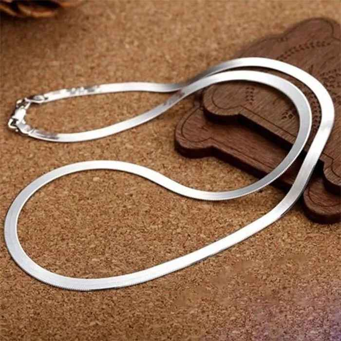 925 Sterling Silver 18K Gold Plated 4MM Flat Chain Necklace for Women – Luxury Choker Jewelry