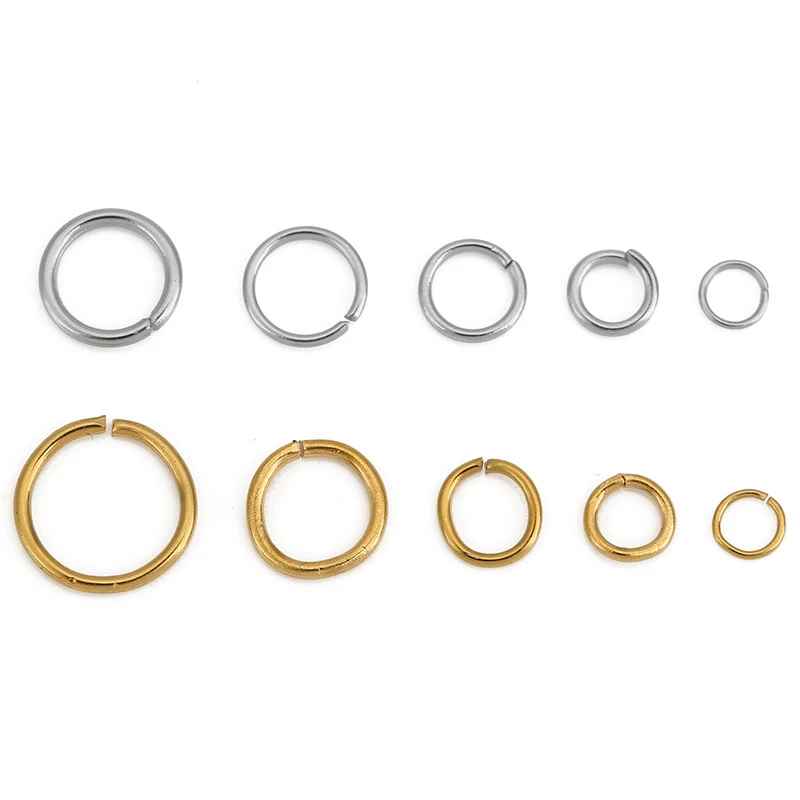 100pcs Stainless Steel Open Jump Rings 3–10mm – PVD Jewelry Connectors for DIY Necklace & Bracelet Making