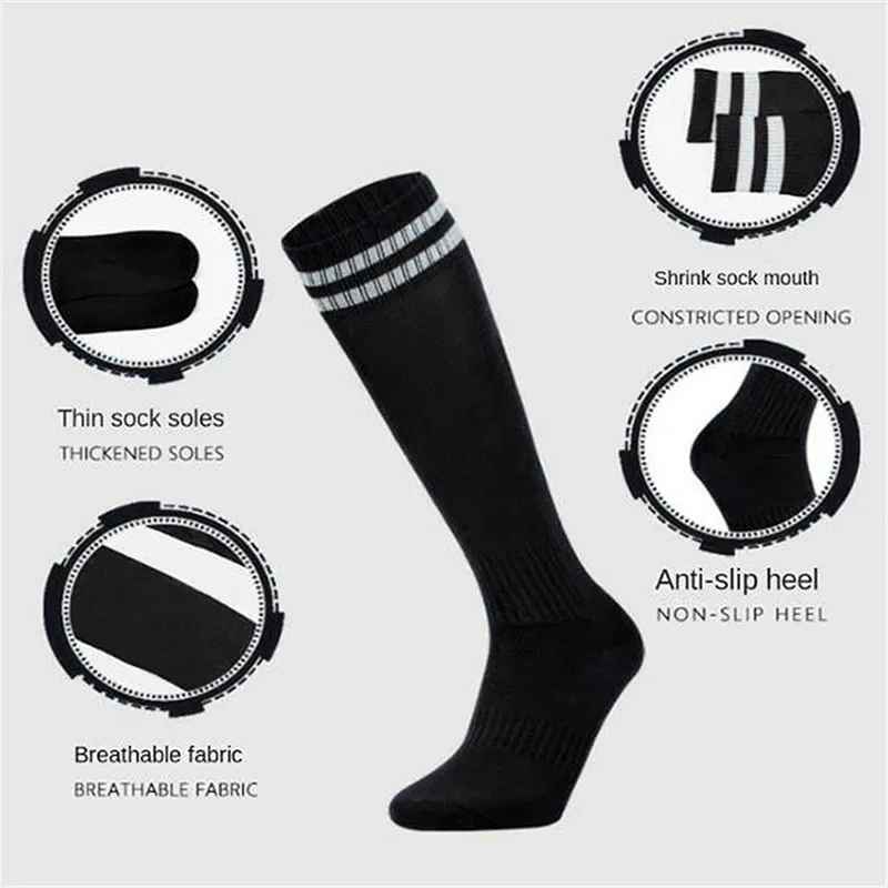 Football Knee High Sports Socks – Breathable Cotton Soccer Socks for Adults & Kids