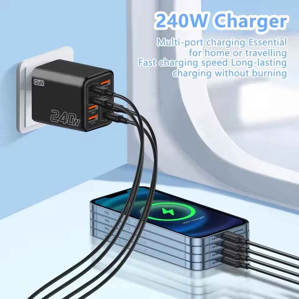 240W GaN USB-C Charger 8-in-1 Fast Charging Adapter | EU/US Plug
