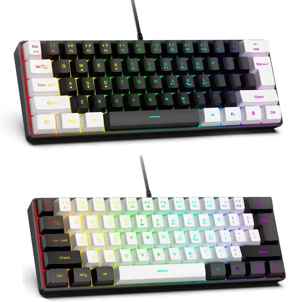 K61 Mini Mechanical Gaming Keyboard – 61 Keys, Phantom RGB Backlight, Wired USB-C (Red/Blue Switch)
