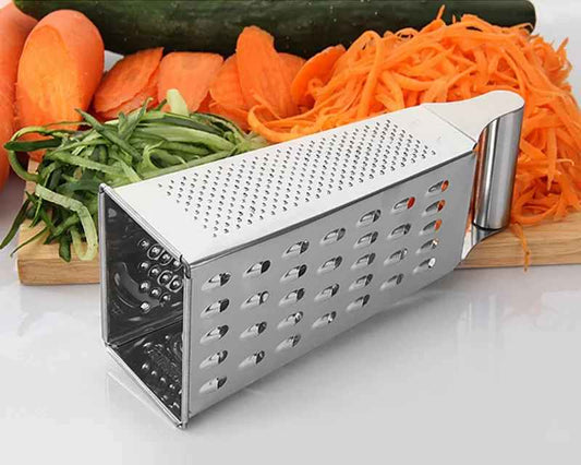 4-Sided Stainless Steel Box Grater with Container – Multipurpose Vegetable & Cheese Slicer
