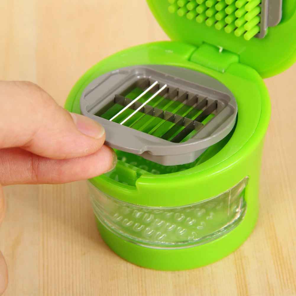 Stainless Steel Garlic Press & Chopper – Manual Garlic Mincer & Vegetable Masher