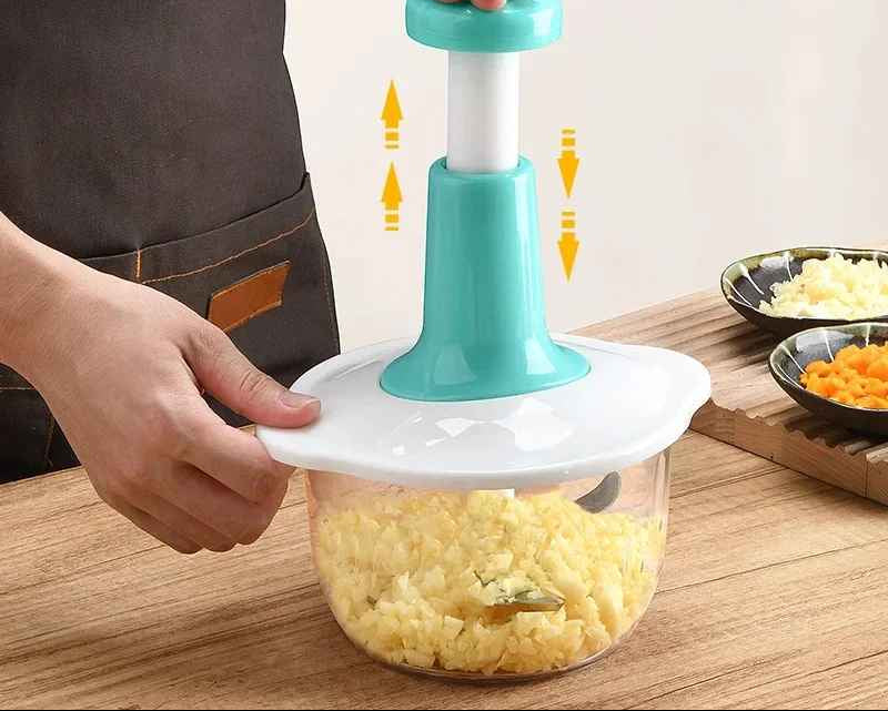 Manual Garlic Press & Vegetable Chopper – Multifunctional Garlic Mincer and Meat Grinder