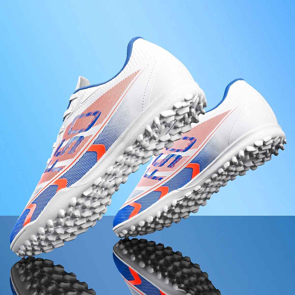 Ultra Light Adult TF Soccer Shoes Sweat-proof PU Fabric Wear-resistant Rubber Sole Snug Fit Unisex Turf Practice Sneakers