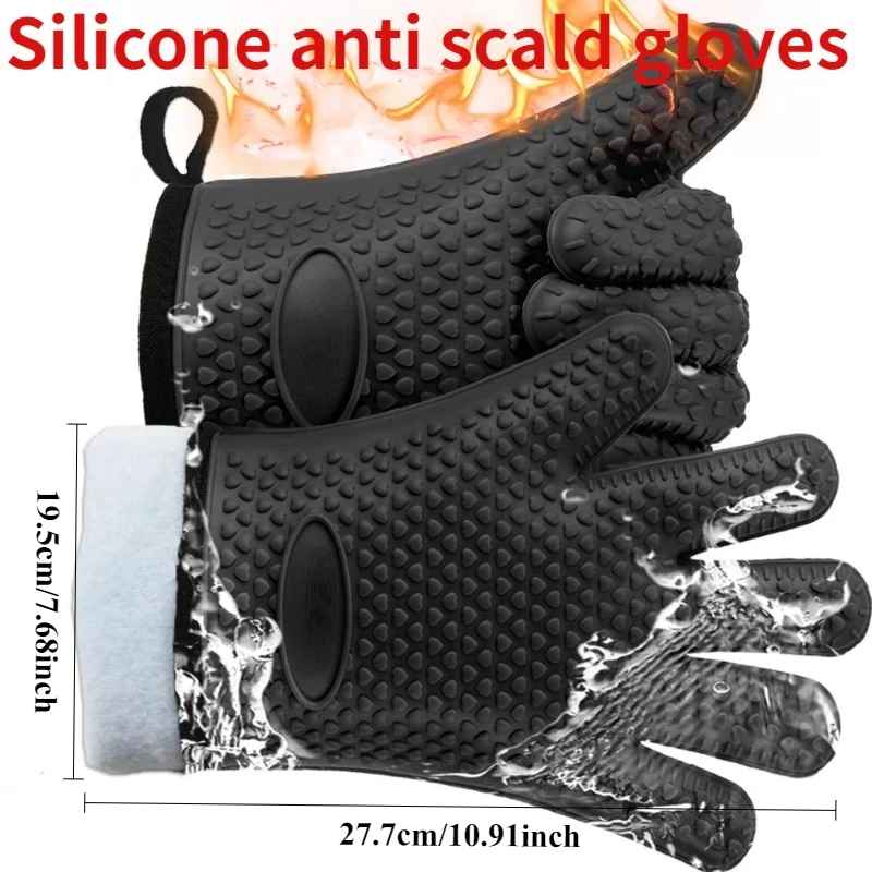 Heat Resistant Silicone Oven Mitts – Non-Slip BBQ, Baking & Cooking Gloves