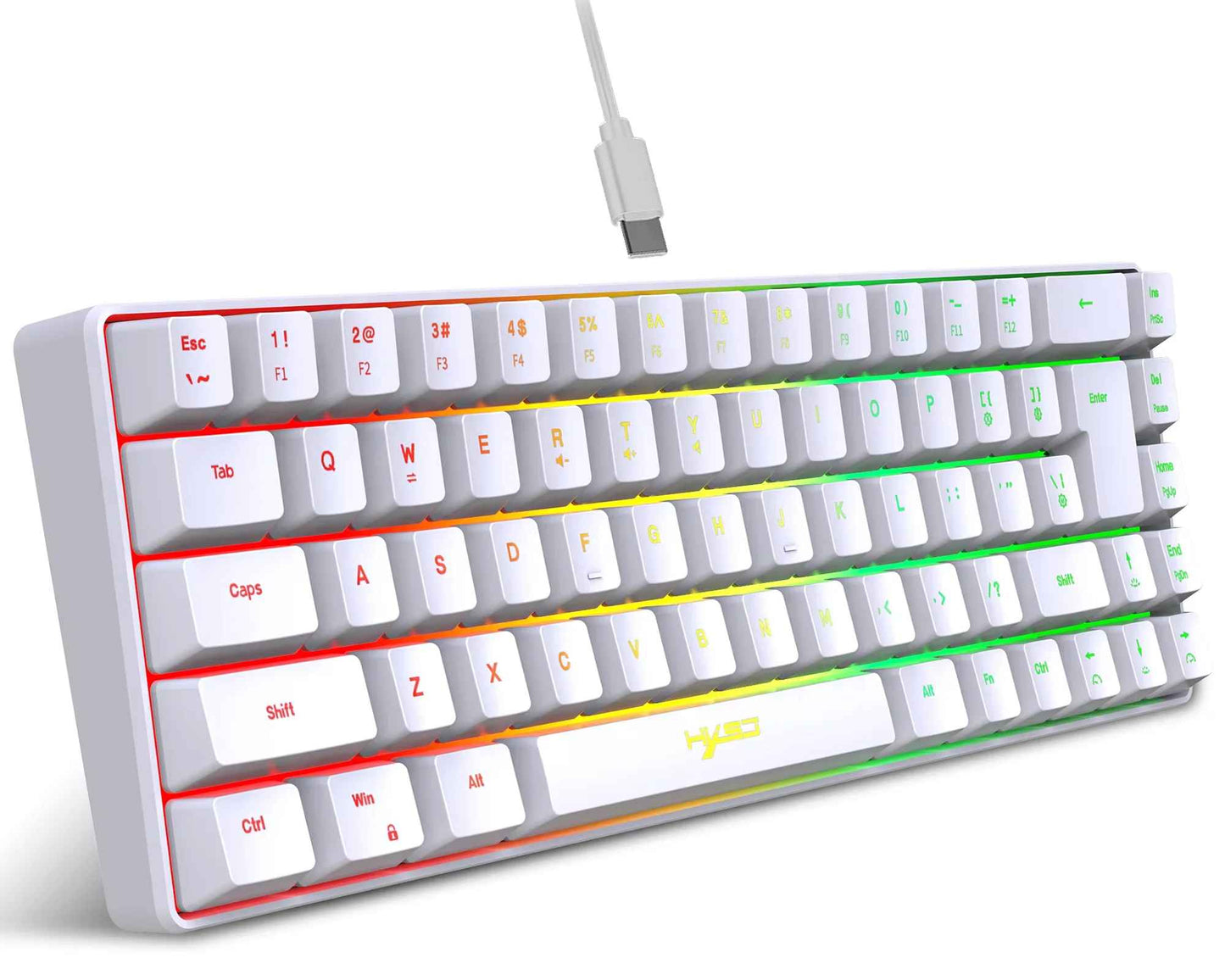Keyboard with RGB backlighting on a white background
