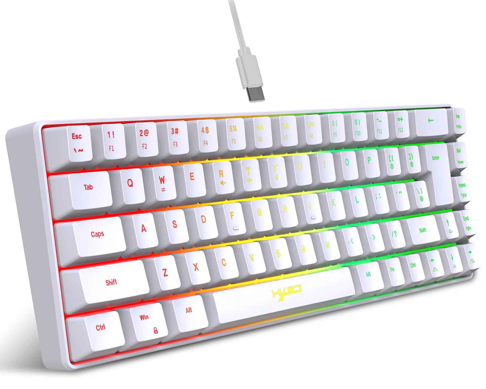 Keyboard with RGB backlighting on a white background