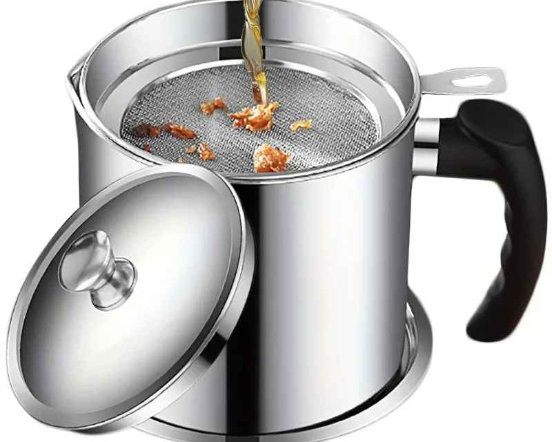 304 Stainless Steel Oil Filter Cup – Kitchen Grease Separator with Fine Mesh Strainer