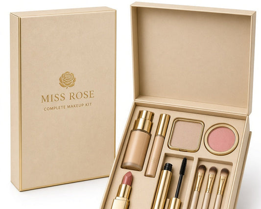 Miss Rose Complete Makeup Kit – Foundation, Concealer, Powder, Blush, Lipstick & Brushes
