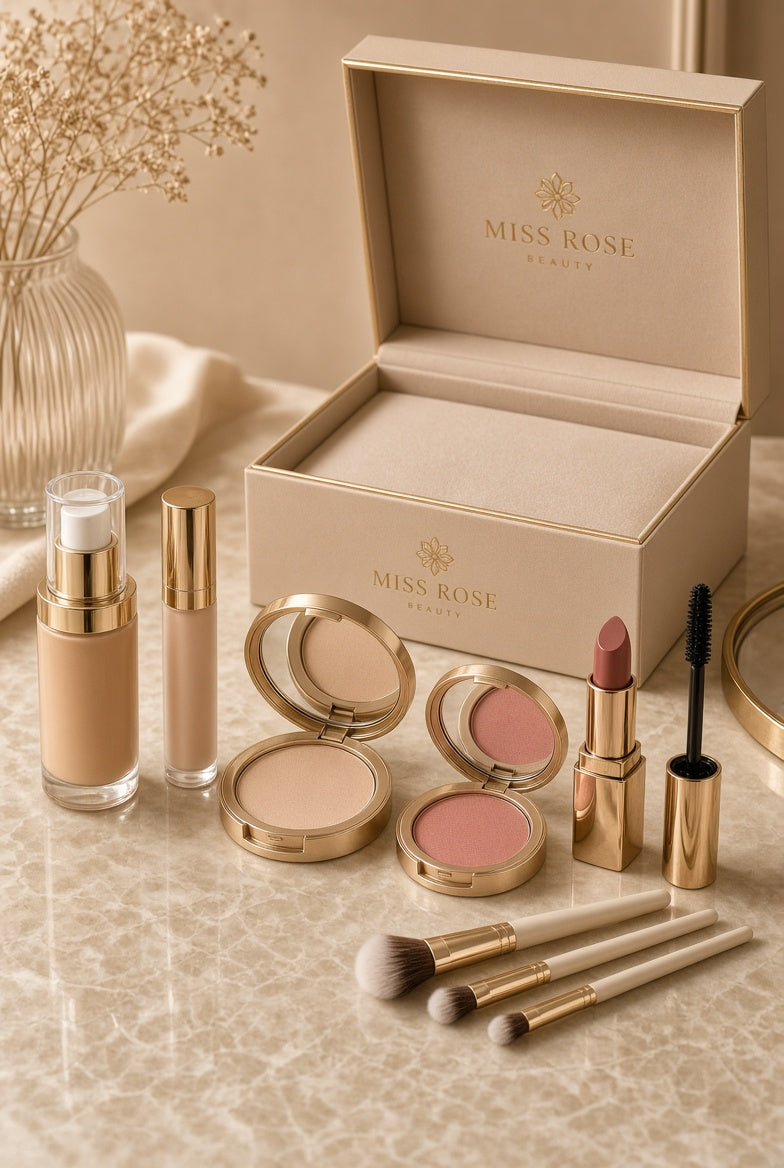 Miss Rose Complete Makeup Kit – Foundation, Concealer, Powder, Blush, Lipstick & Brushes