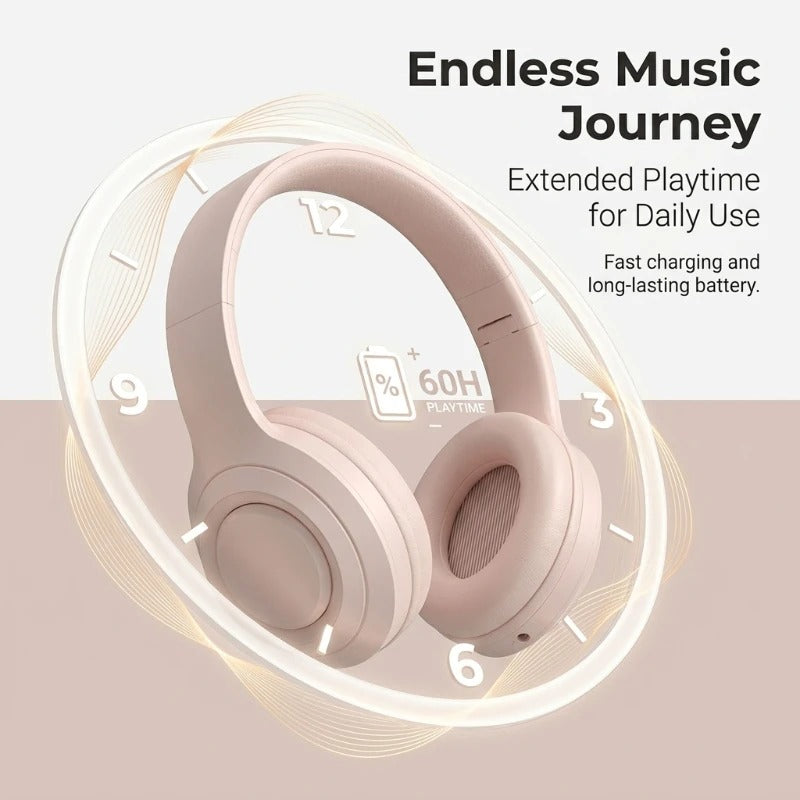 M5 Over-Ear HiFi Stereo Headphones – Wireless Bluetooth 5.3, Noise Reduction, TF Card & AUX Support