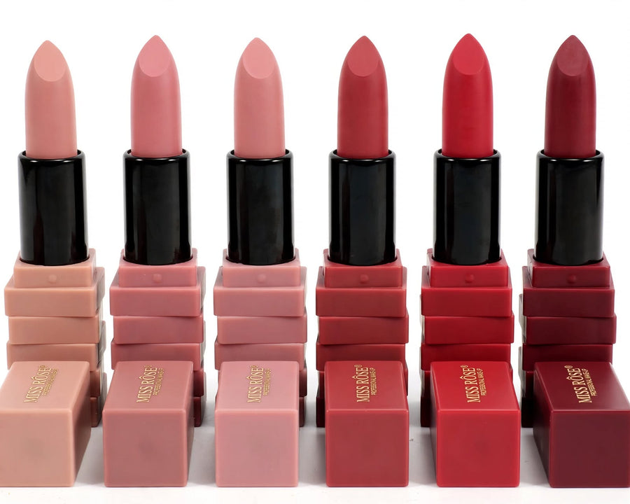 Miss Rose 6 Pcs Matte Lipstick Set - Nude, Pink & Red Shades | Long Lasting & Waterproof