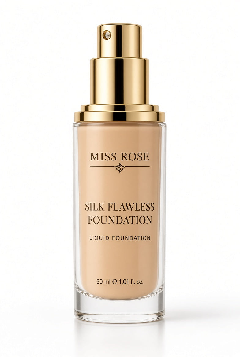 Miss Rose Silk Flawless Liquid Foundation – Full Coverage, Lightweight & Long Lasting | 30ml
